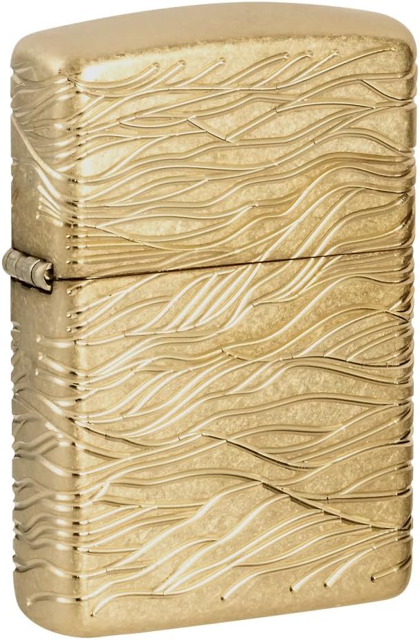 Zippo Luxury Waves Design Armor Tumbled Brass Pocket Lighter