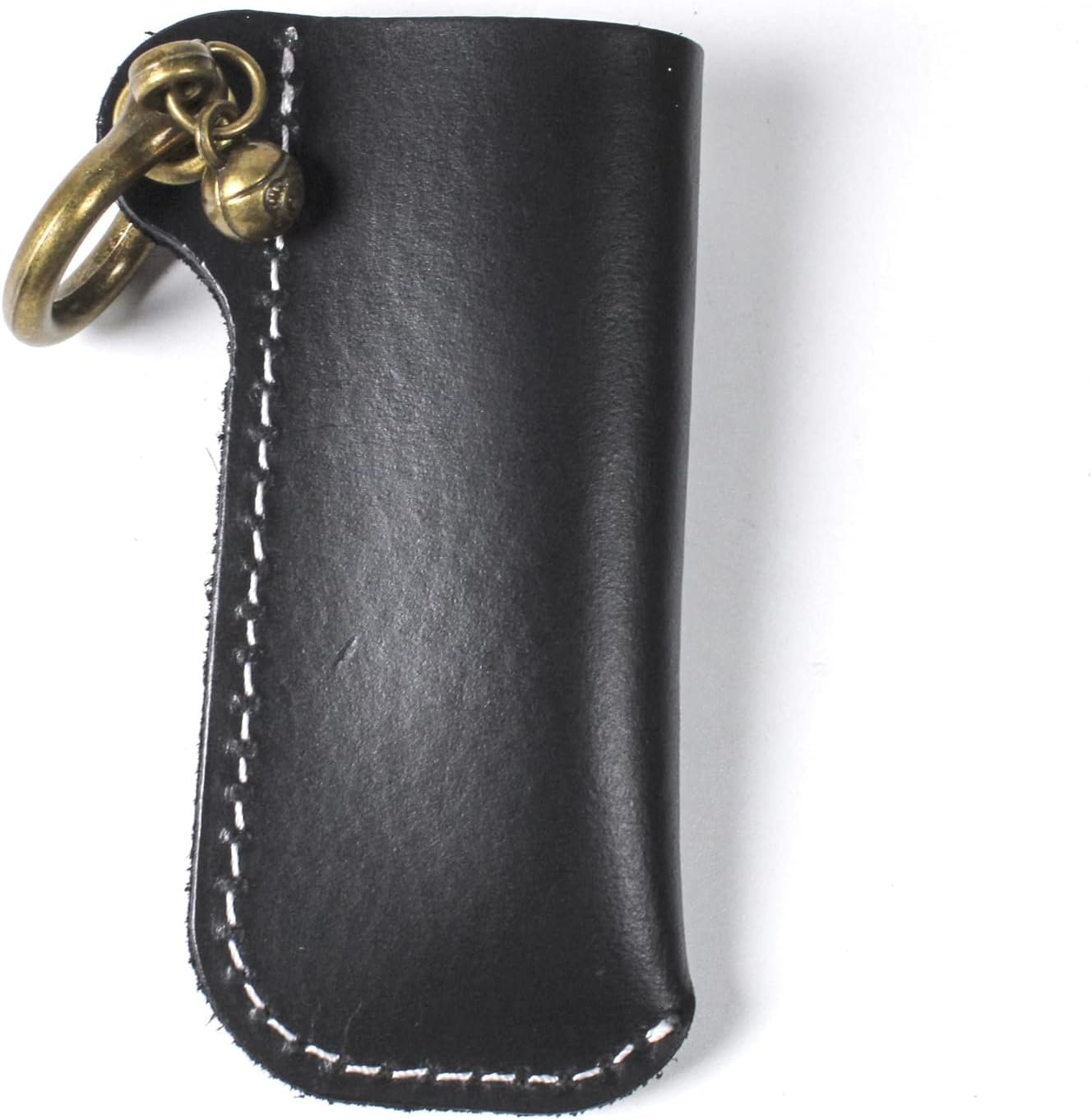 Leather Lighter Case Holder for BIC Standard Size Lighters Sleeve Cover Genuine Leather Case Pouch with Metal Horseshoe Shackles for Keychain Pendant (Black, Standard)
