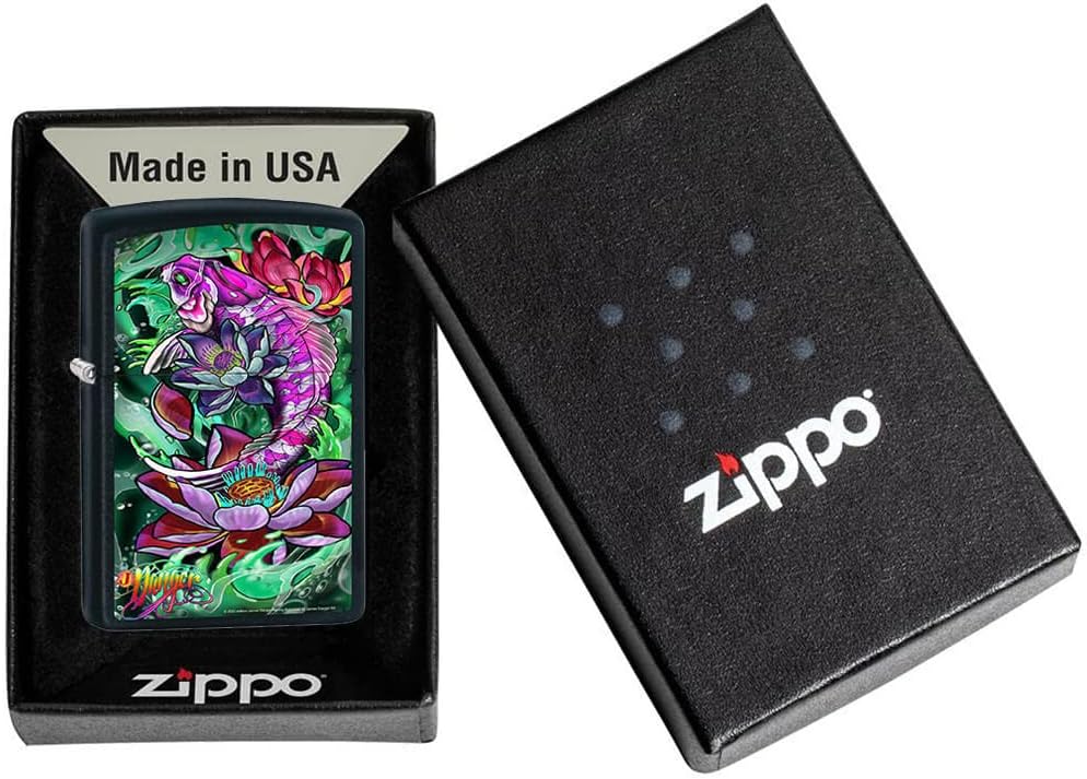 James Danger Harvey - Koi Black Matte Zippo Lighter