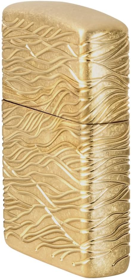 Zippo Luxury Waves Design Armor Tumbled Brass Pocket Lighter