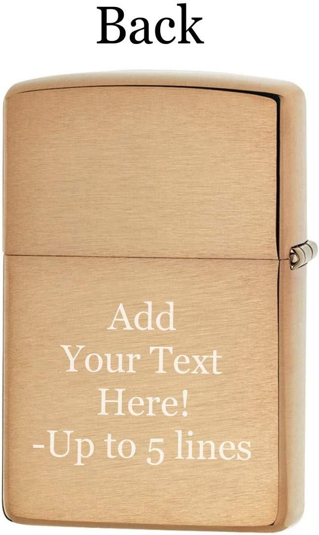 Zippo Lighter - Personalized Custom Message Engraved on Backside Wild West Skeleton Design Brushed Brass #48519