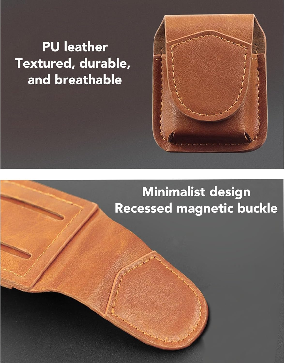 Lighter Holder with Belt Loop, PU Leather Lighter Pouch Holder Case, Anti Scratch Protective Storage Case (Brown)