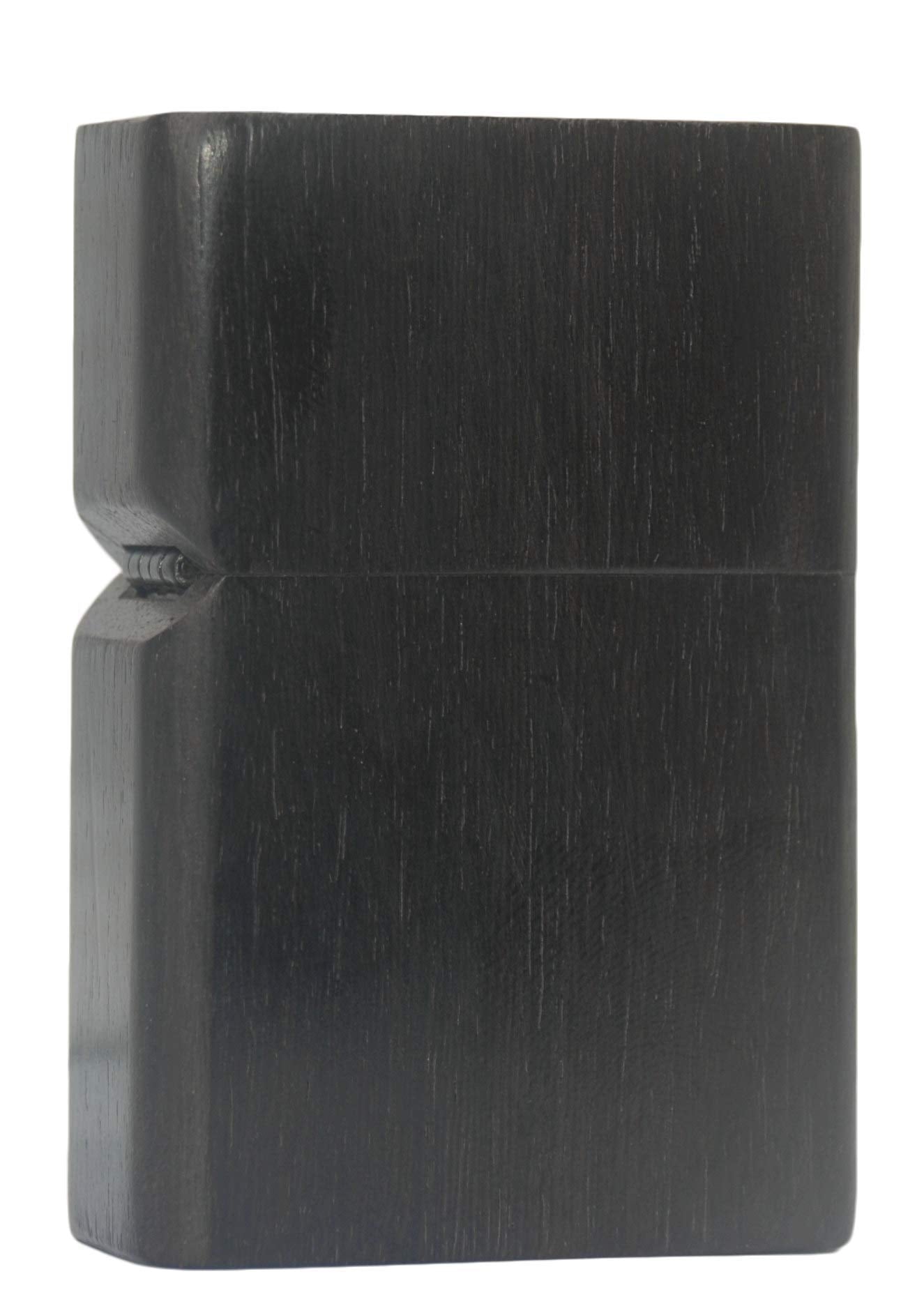 Natural Ebony Black Wood Carved Lighter Shell Box for Zippo Module (Phoenix Nirvana)