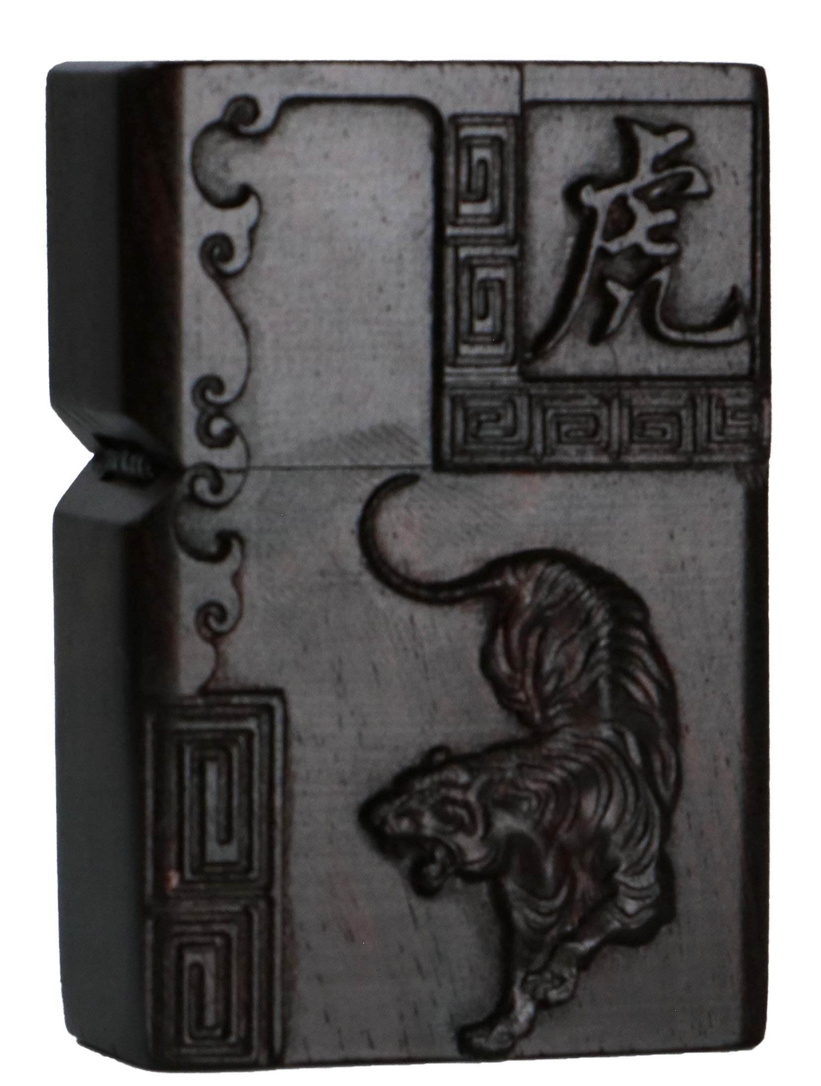 Natural Ebony Black Wood Carved Lighter Shell Box for Zippo Module (Phoenix Nirvana)