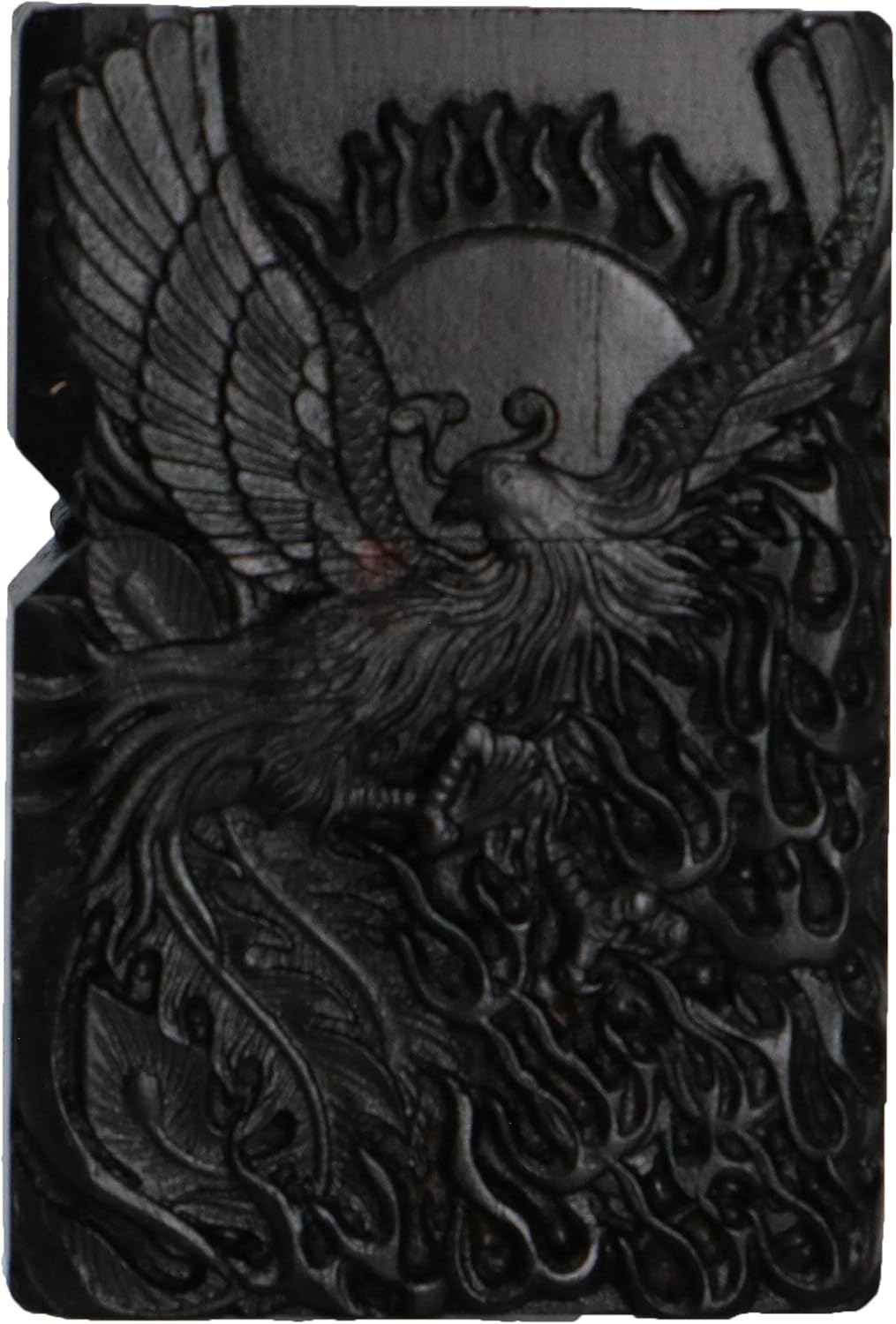 Natural Ebony Black Wood Carved Lighter Shell Box for Zippo Module (Phoenix Nirvana)