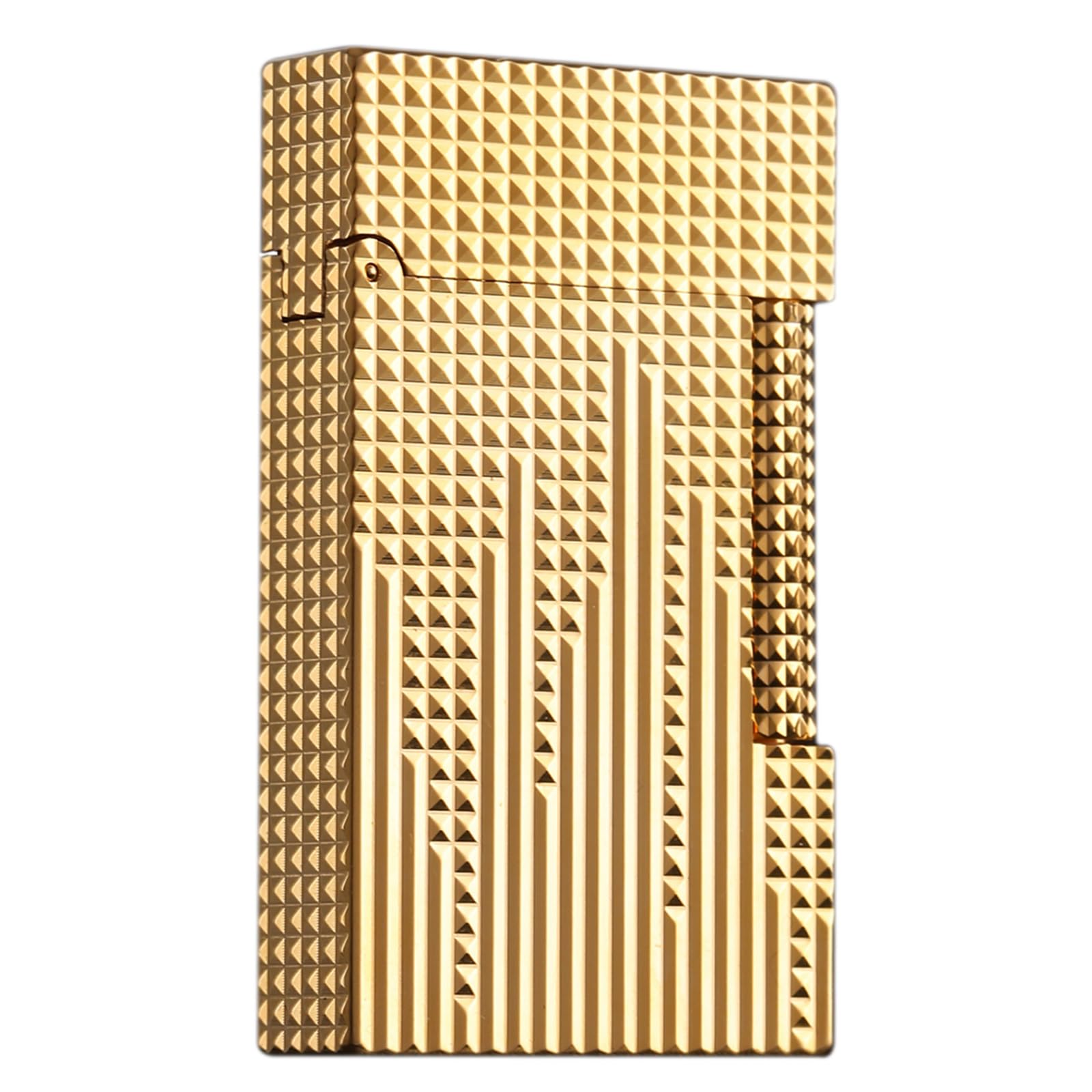 Classic Lighter, Butane Copper Exquisitely Carved Vintage Side Slide Lgnition Lighter, for Men Dad Husband Collect,Silver