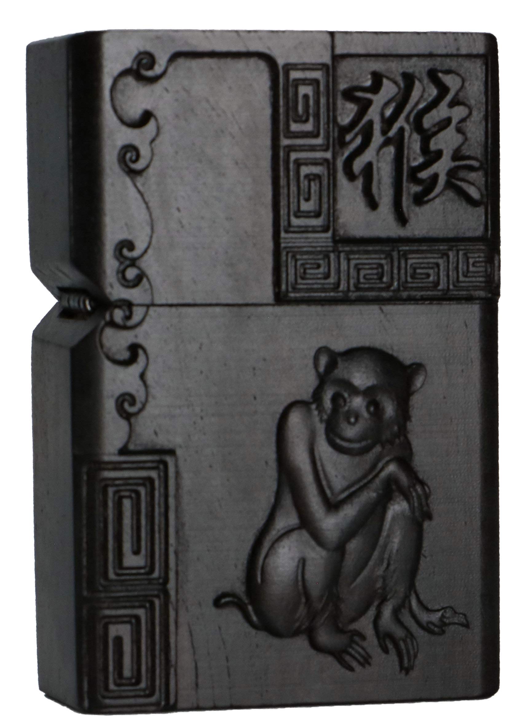Natural Ebony Black Wood Carved Lighter Shell Box for Zippo Module (Phoenix Nirvana)