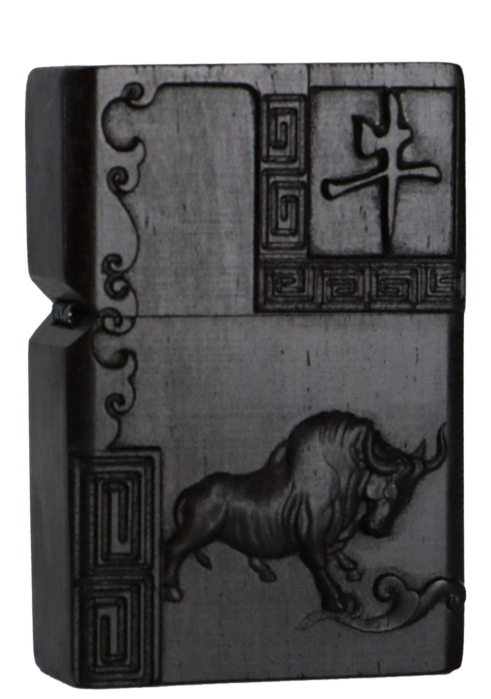 Natural Ebony Black Wood Carved Lighter Shell Box for Zippo Module (Phoenix Nirvana)