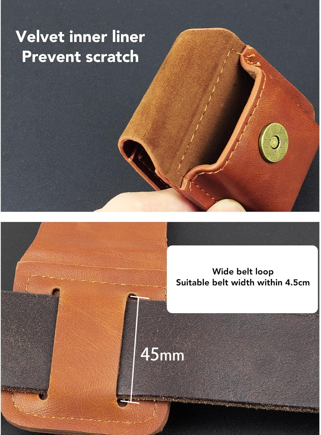 Lighter Holder with Belt Loop, PU Leather Lighter Pouch Holder Case, Anti Scratch Protective Storage Case (Brown)
