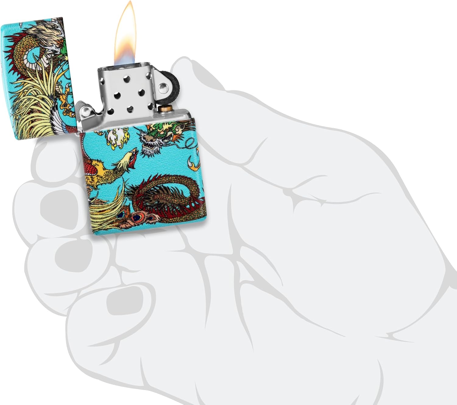 Zippo Lighter: Dragon and Phoenix Design - 540 Color 48834