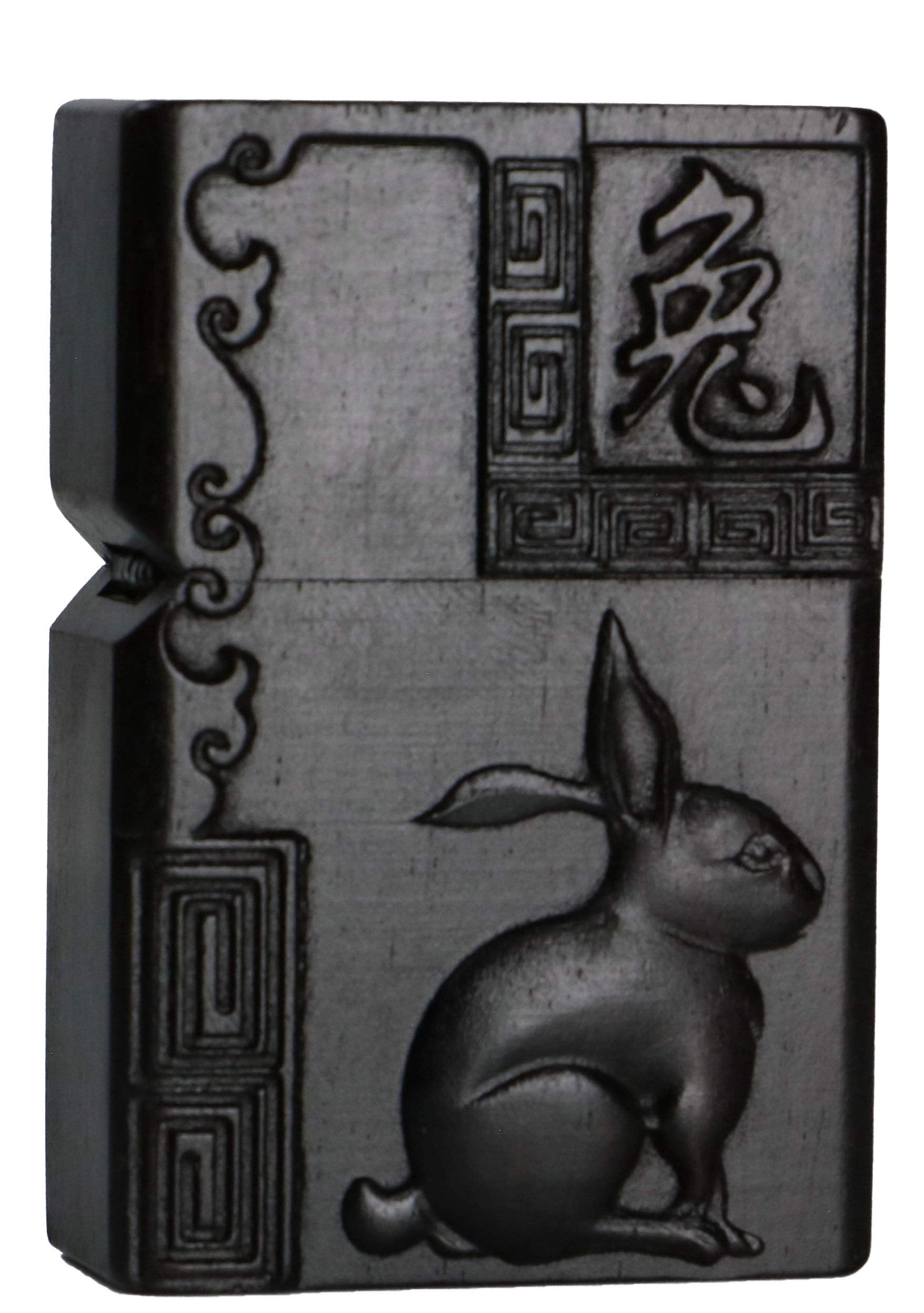 Natural Ebony Black Wood Carved Lighter Shell Box for Zippo Module (Phoenix Nirvana)