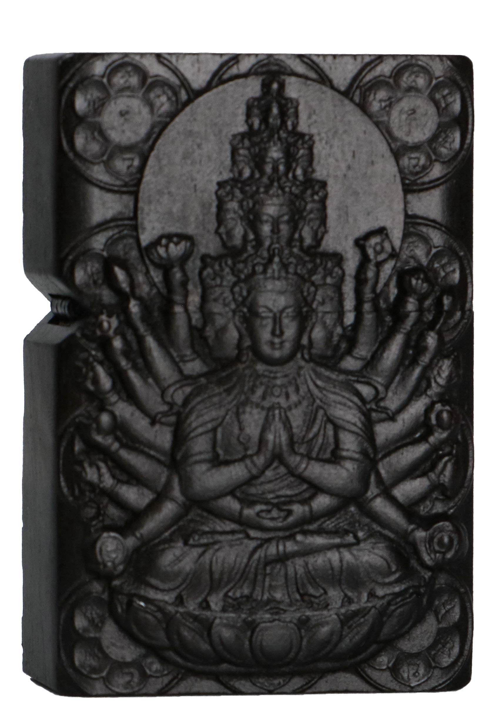 Natural Ebony Black Wood Carved Lighter Shell Box for Zippo Module (Phoenix Nirvana)