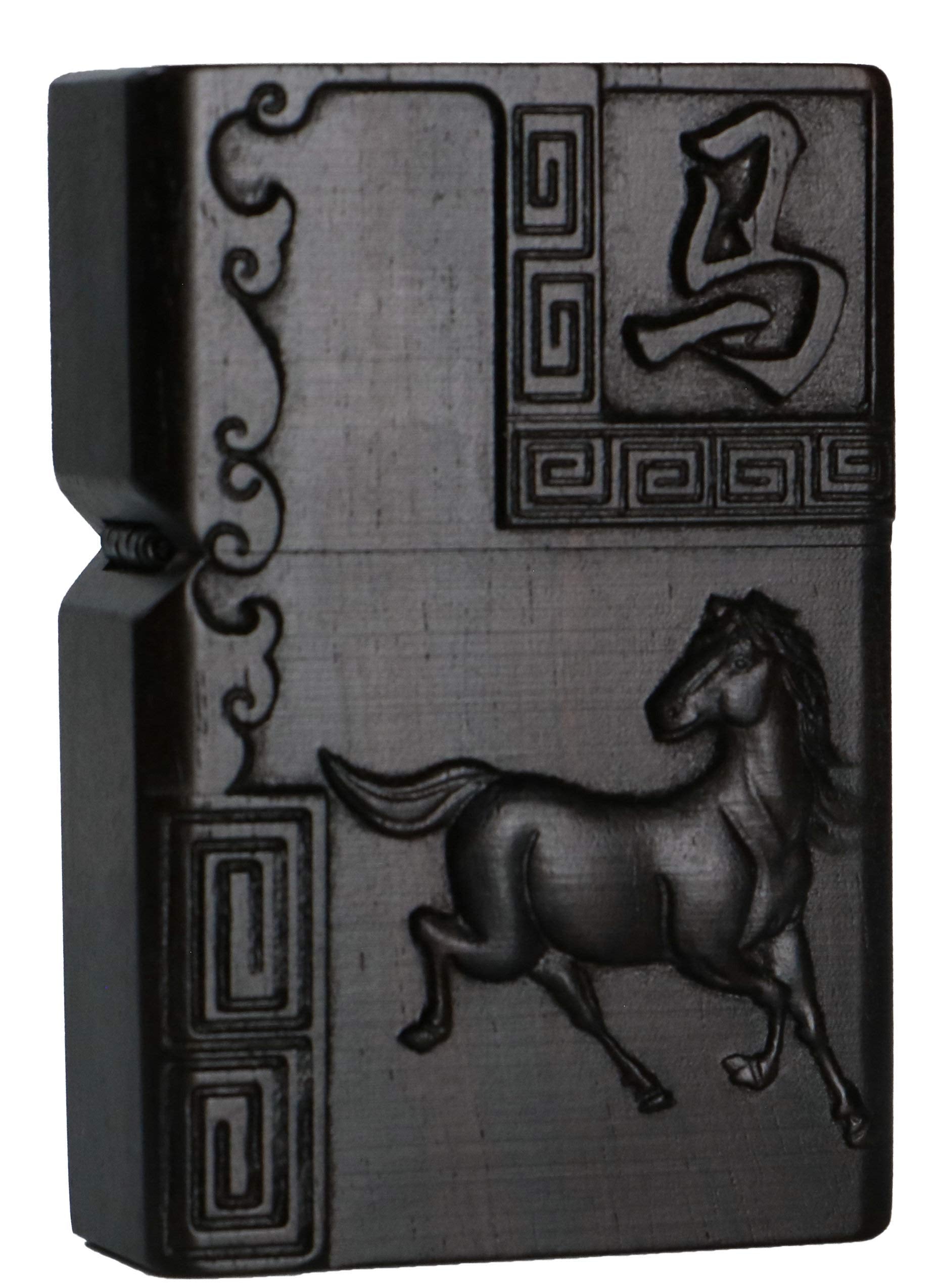 Natural Ebony Black Wood Carved Lighter Shell Box for Zippo Module (Phoenix Nirvana)
