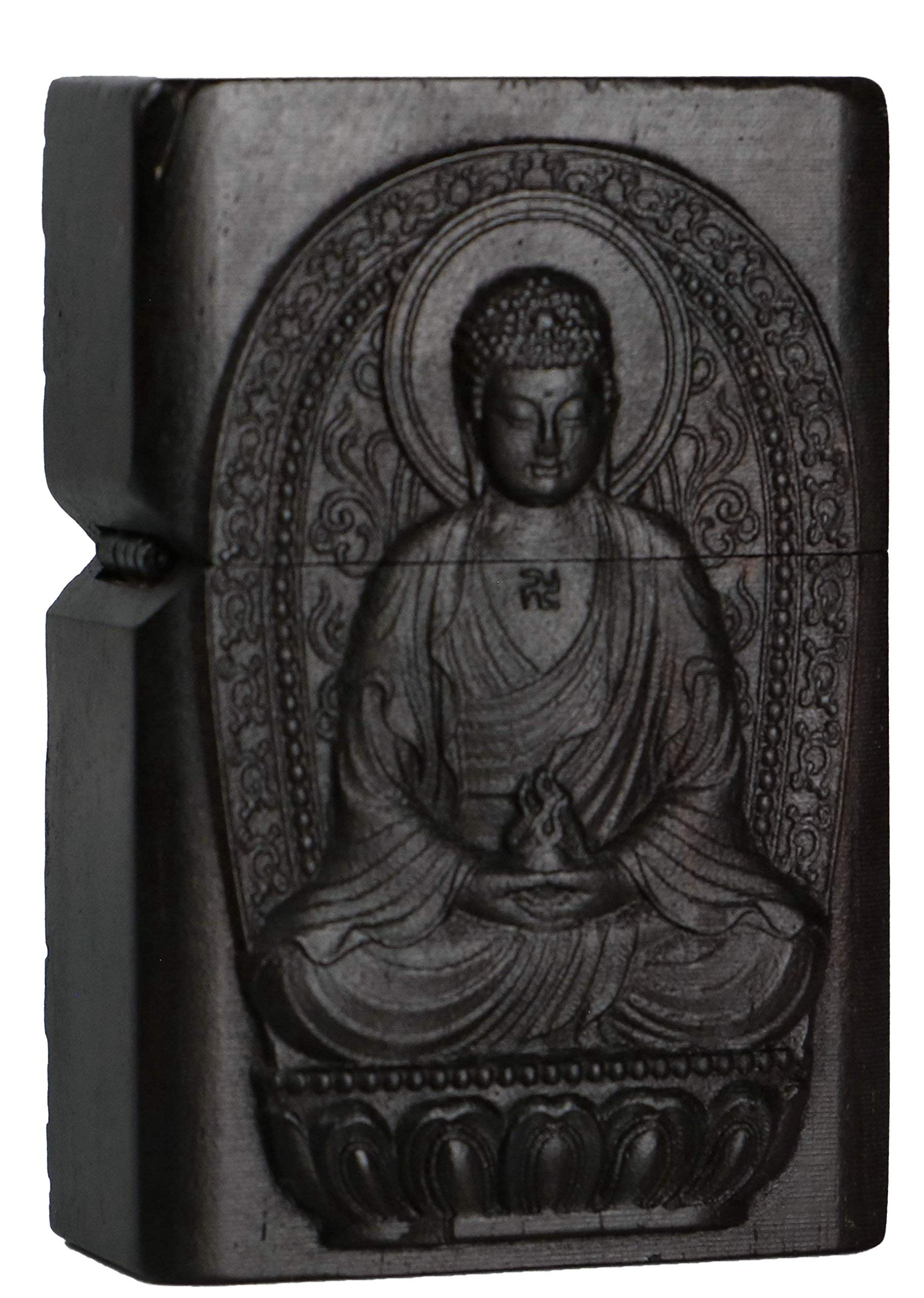 Natural Ebony Black Wood Carved Lighter Shell Box for Zippo Module (Phoenix Nirvana)