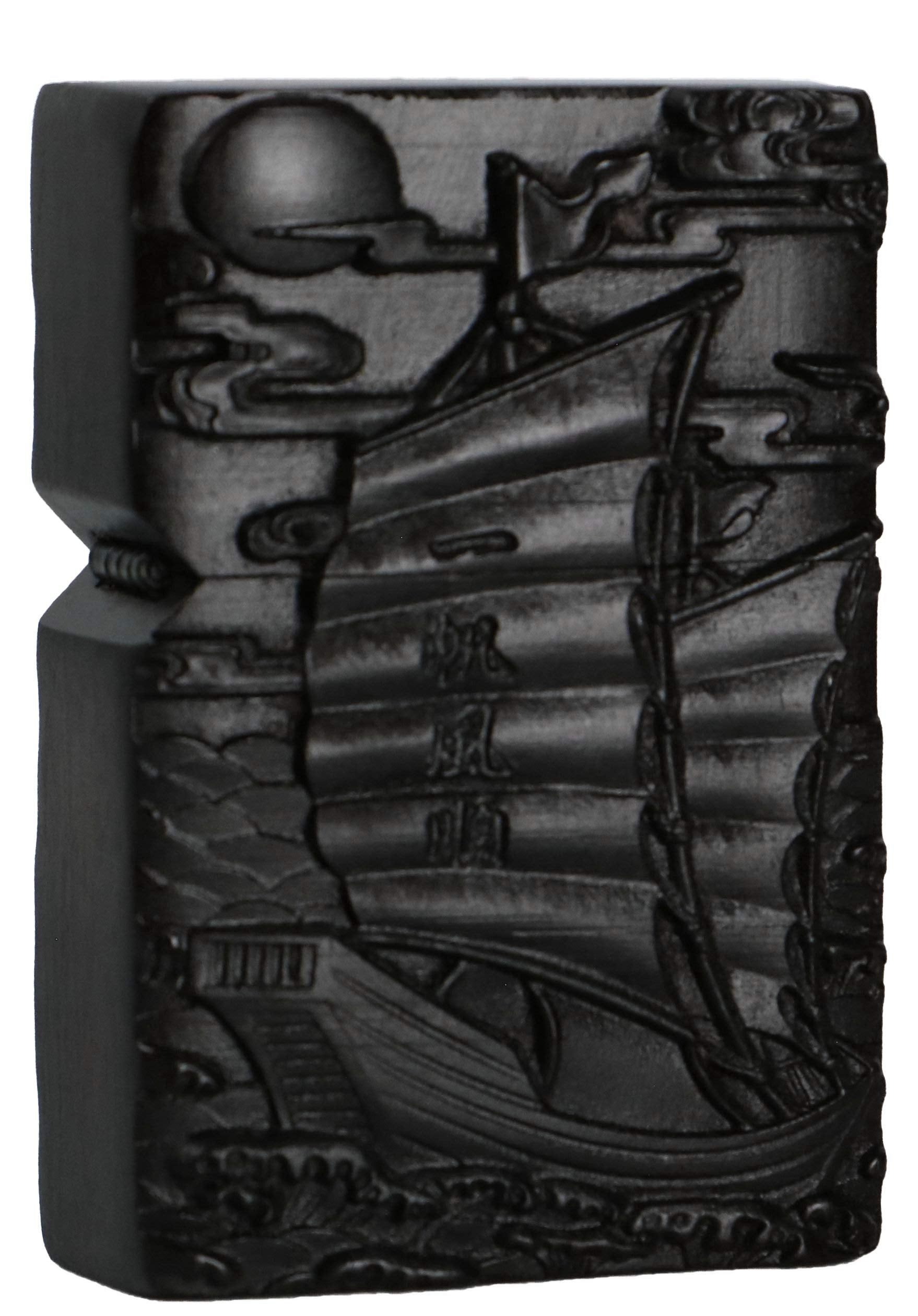 Natural Ebony Black Wood Carved Lighter Shell Box for Zippo Module (Phoenix Nirvana)