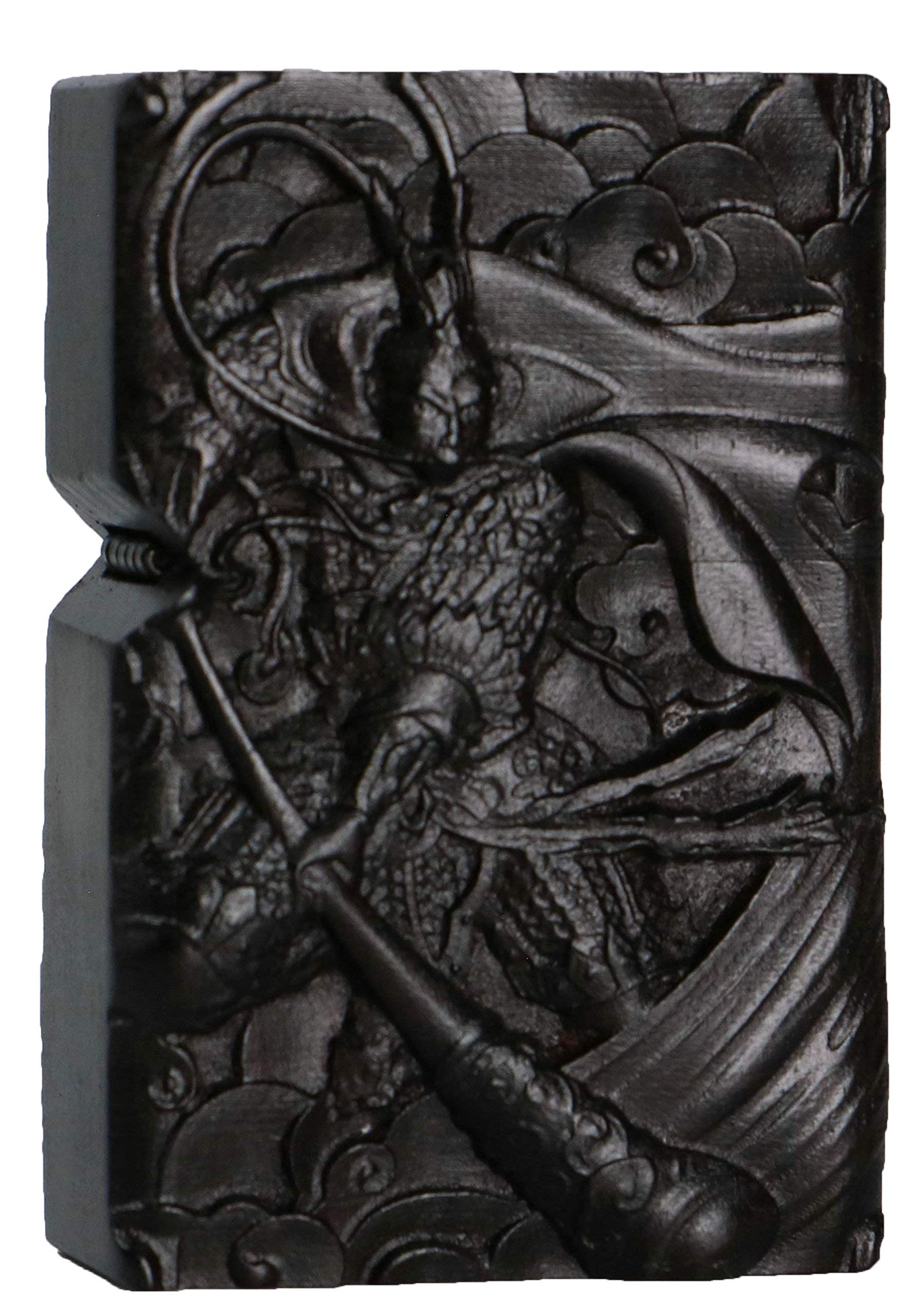 Natural Ebony Black Wood Carved Lighter Shell Box for Zippo Module (Phoenix Nirvana)