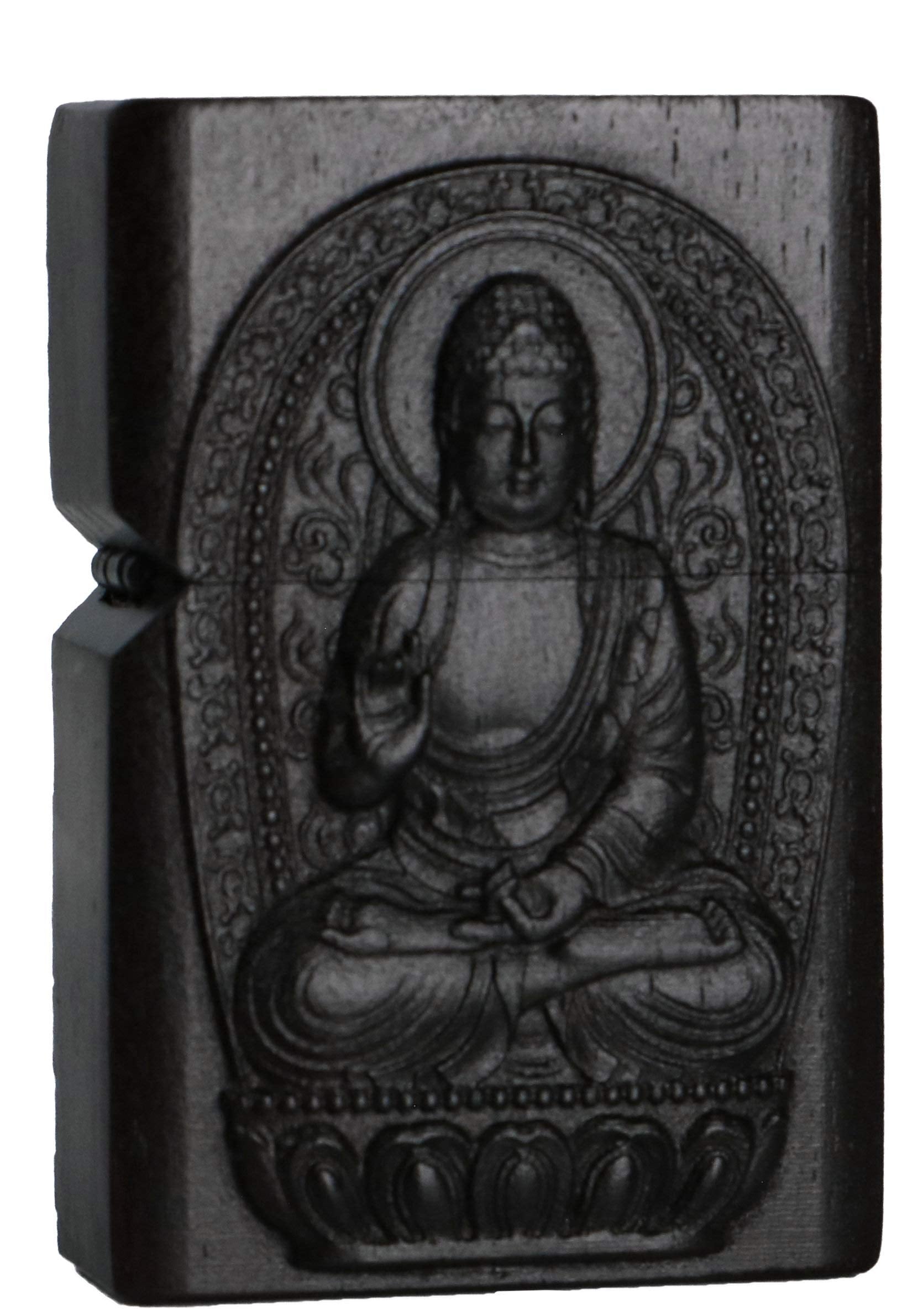 Natural Ebony Black Wood Carved Lighter Shell Box for Zippo Module (Phoenix Nirvana)