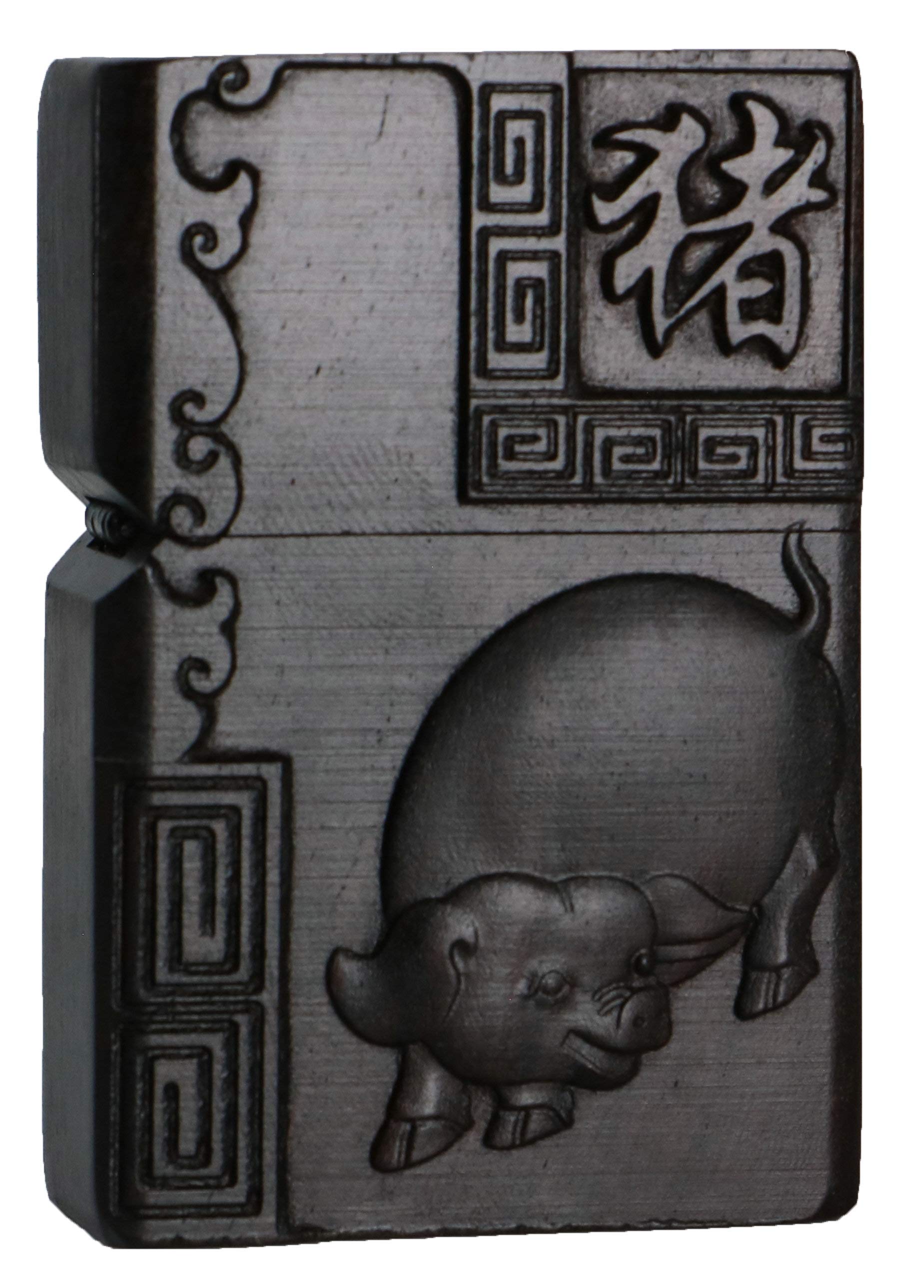 Natural Ebony Black Wood Carved Lighter Shell Box for Zippo Module (Phoenix Nirvana)