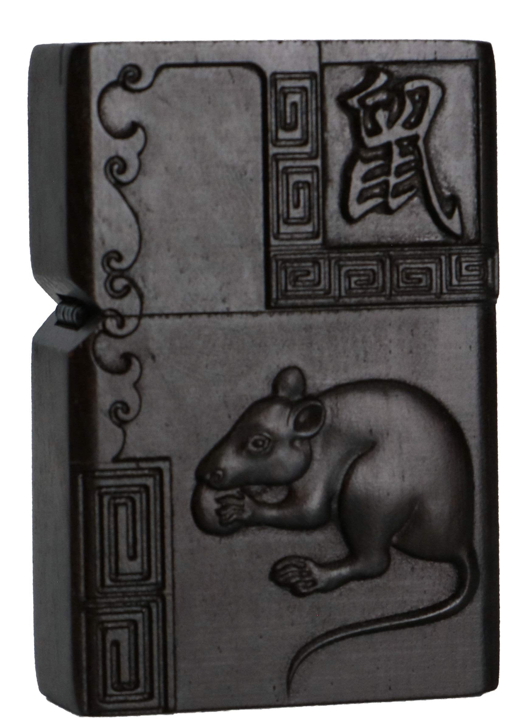 Natural Ebony Black Wood Carved Lighter Shell Box for Zippo Module (Phoenix Nirvana)