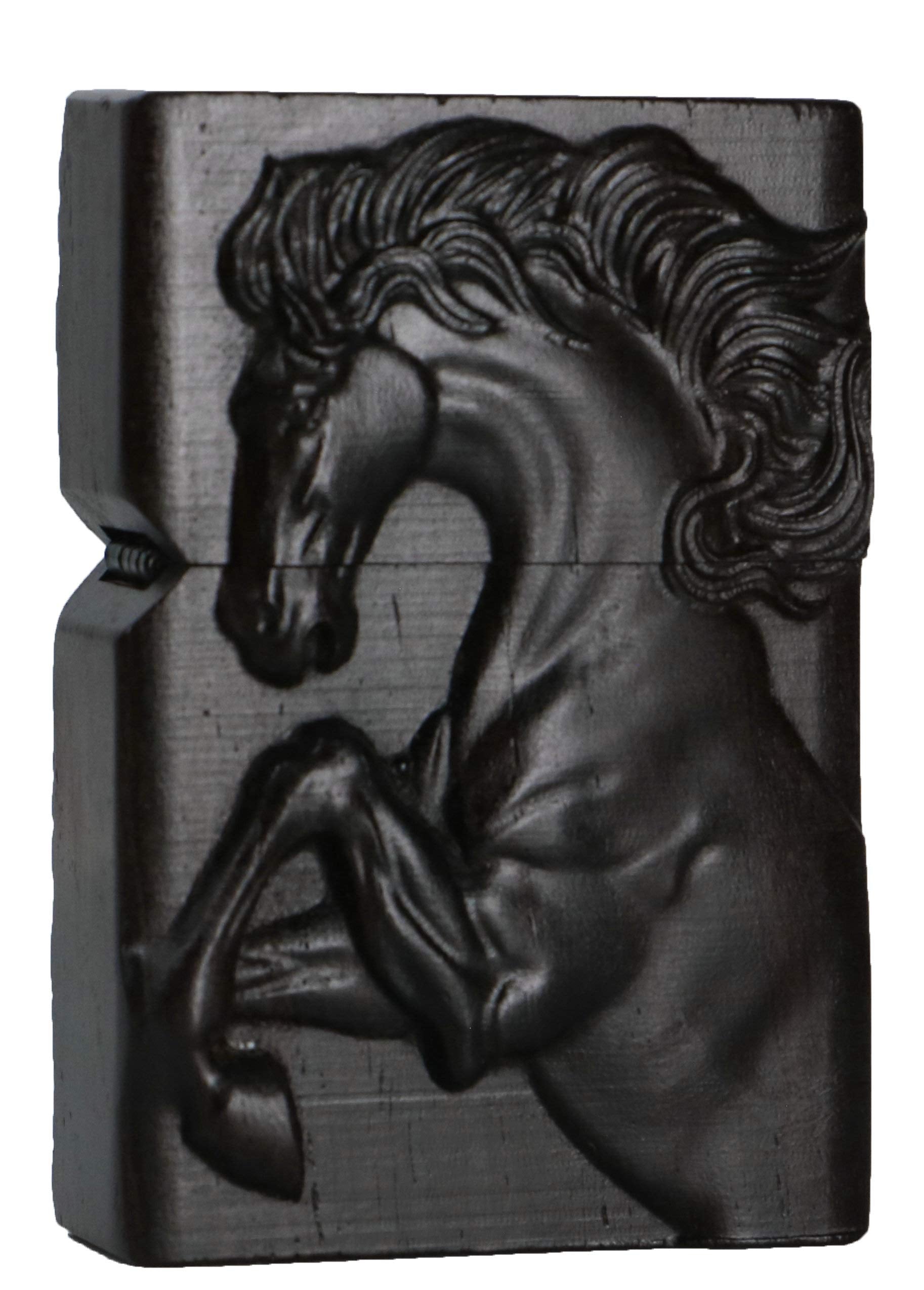 Natural Ebony Black Wood Carved Lighter Shell Box for Zippo Module (Phoenix Nirvana)