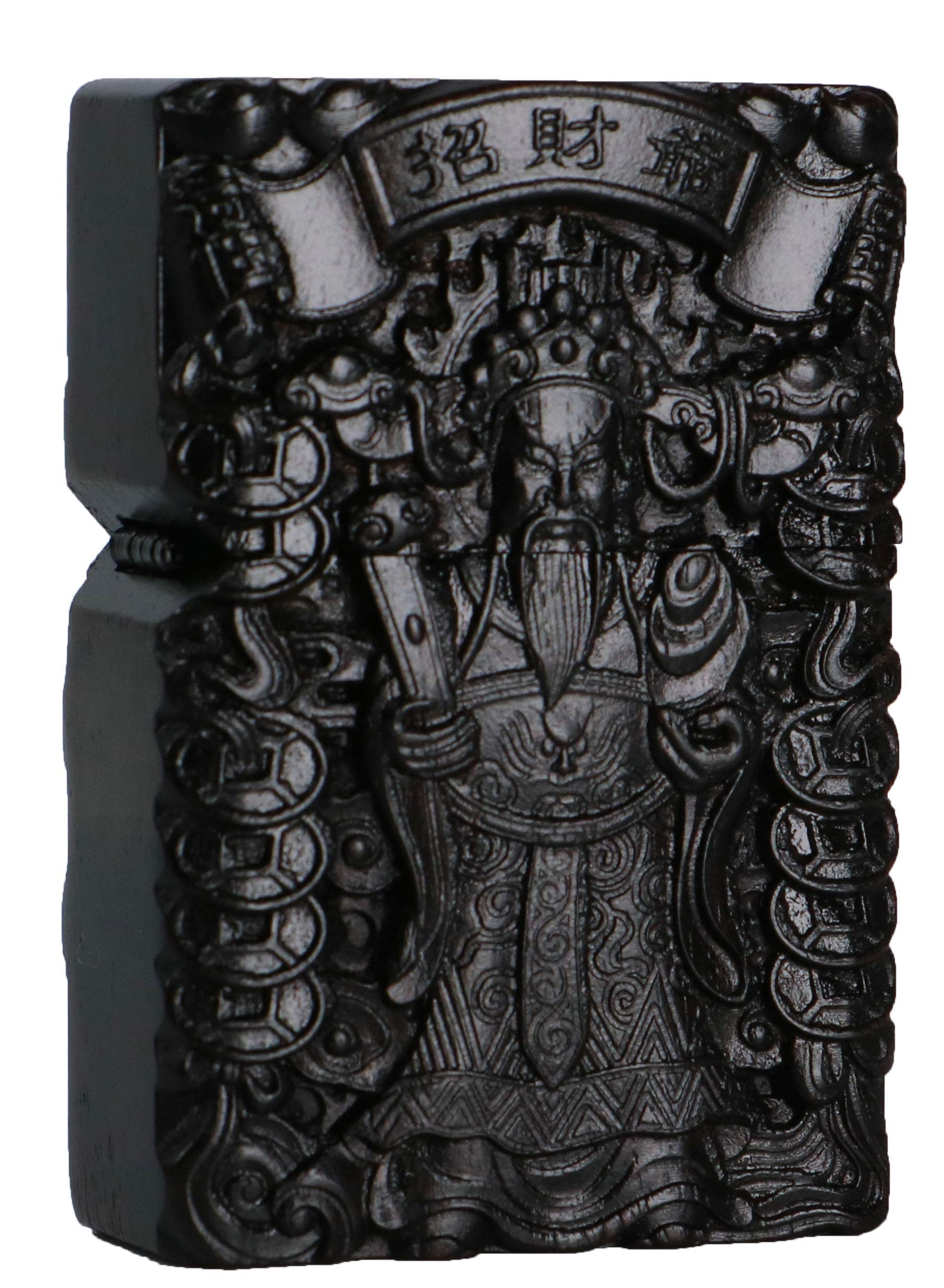 Natural Ebony Black Wood Carved Lighter Shell Box for Zippo Module (Phoenix Nirvana)