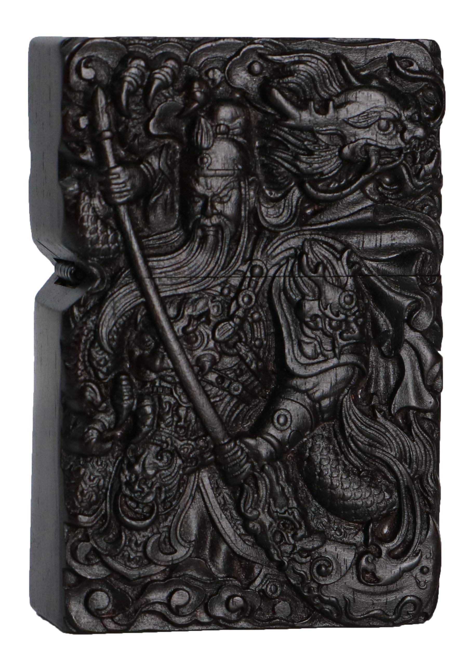 Natural Ebony Black Wood Carved Lighter Shell Box for Zippo Module (Phoenix Nirvana)