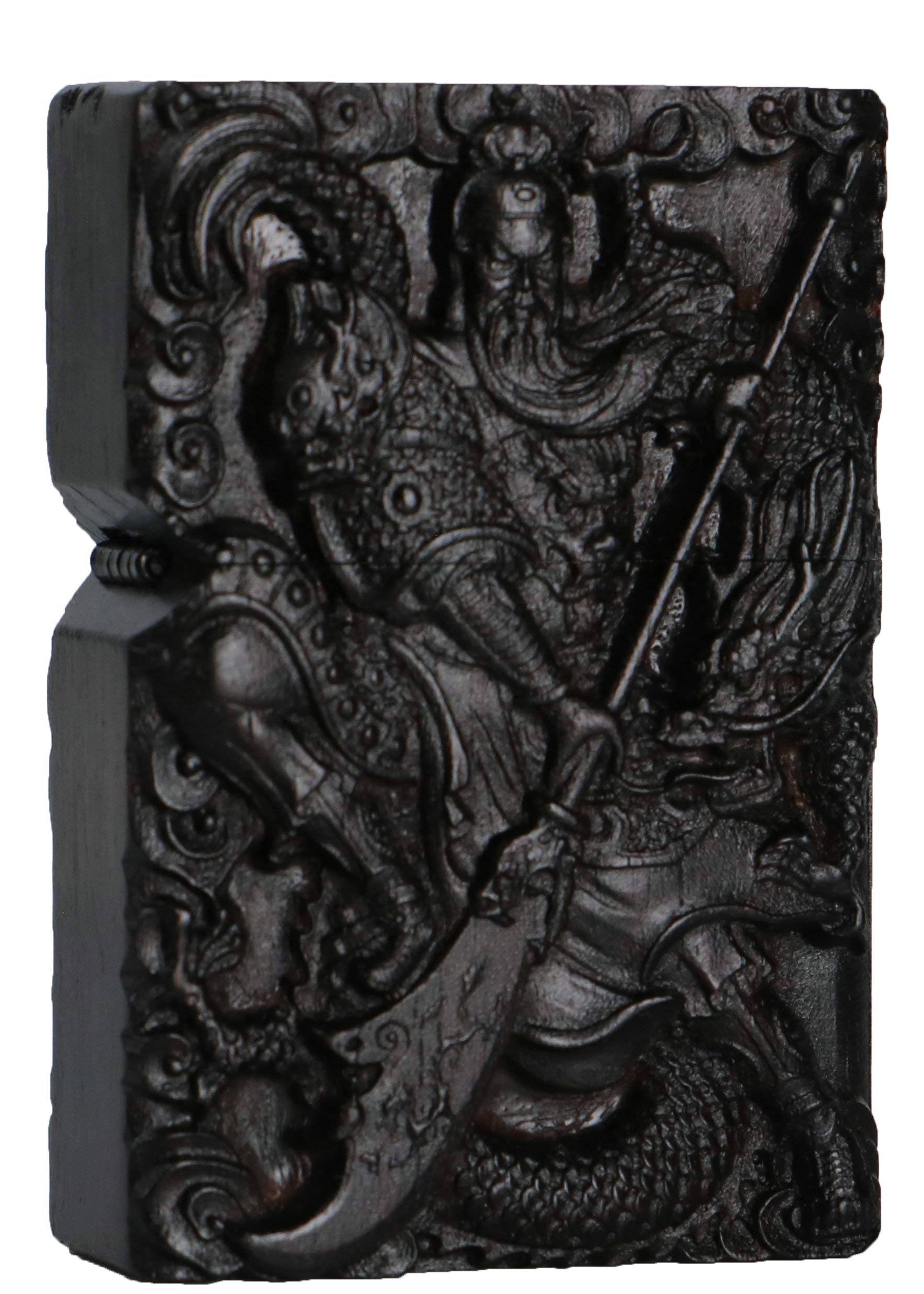Natural Ebony Black Wood Carved Lighter Shell Box for Zippo Module (Phoenix Nirvana)